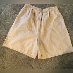 High waist paper bag linen -esq short